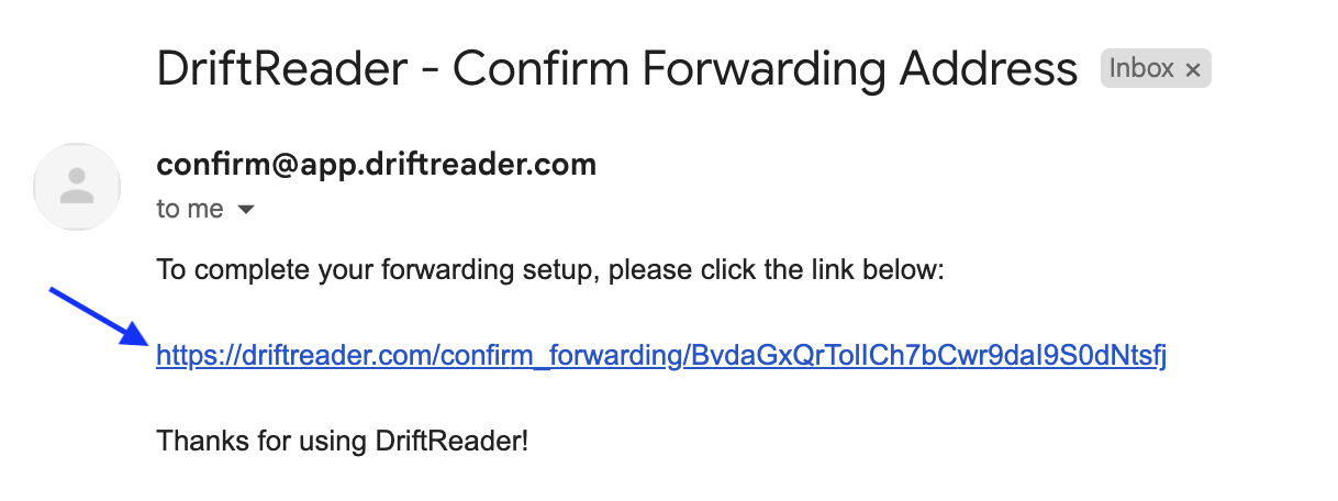 Confirmation Email Example