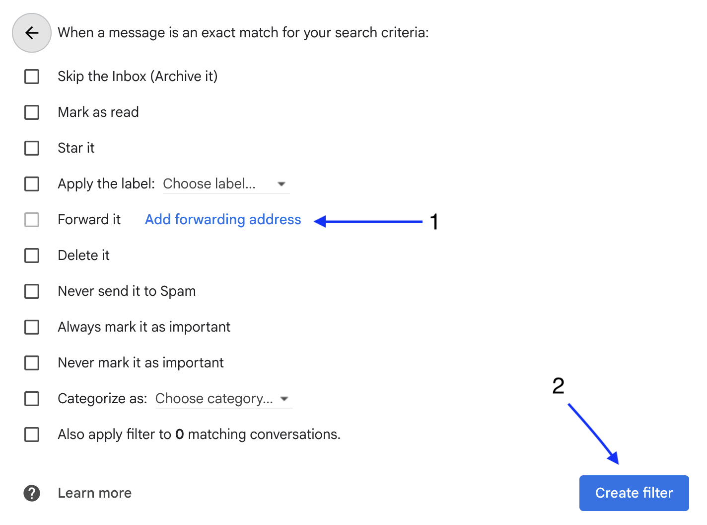 Select Forward It in Filter